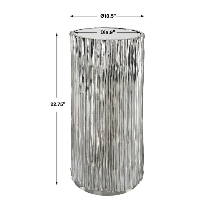 Echo - Modern Nickel Drink Table - Pearl Silver