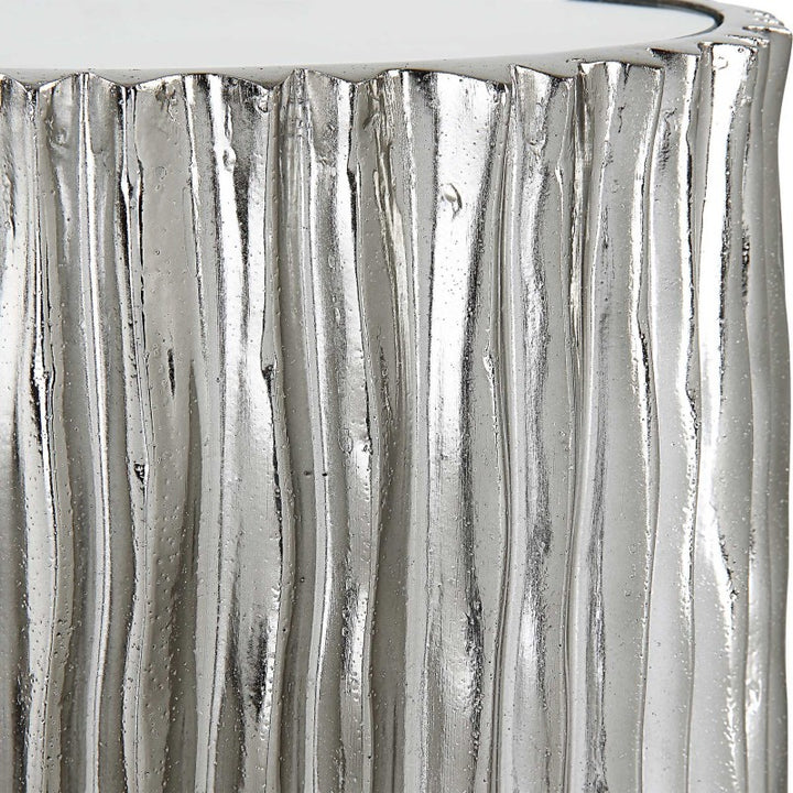 Echo - Modern Nickel Drink Table - Pearl Silver