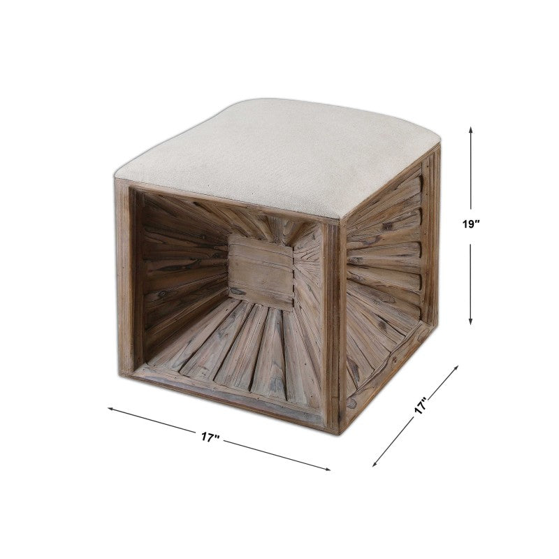 Jia - Wooden Ottoman - Light Brown