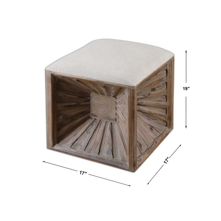 Jia - Wooden Ottoman - Light Brown