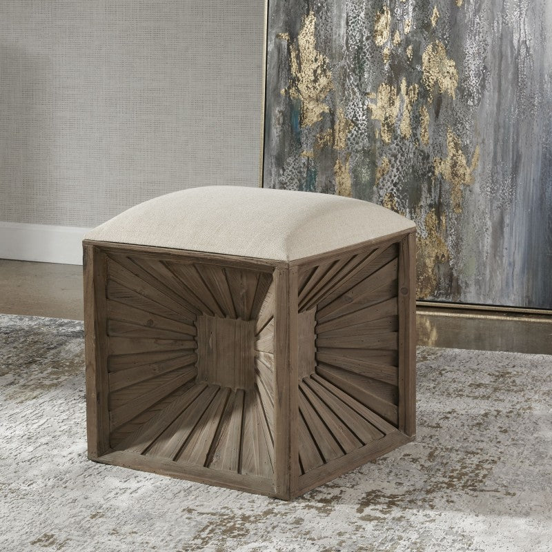 Jia - Wooden Ottoman - Light Brown