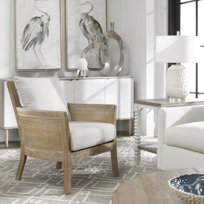 Encore - Natural Armchair - White