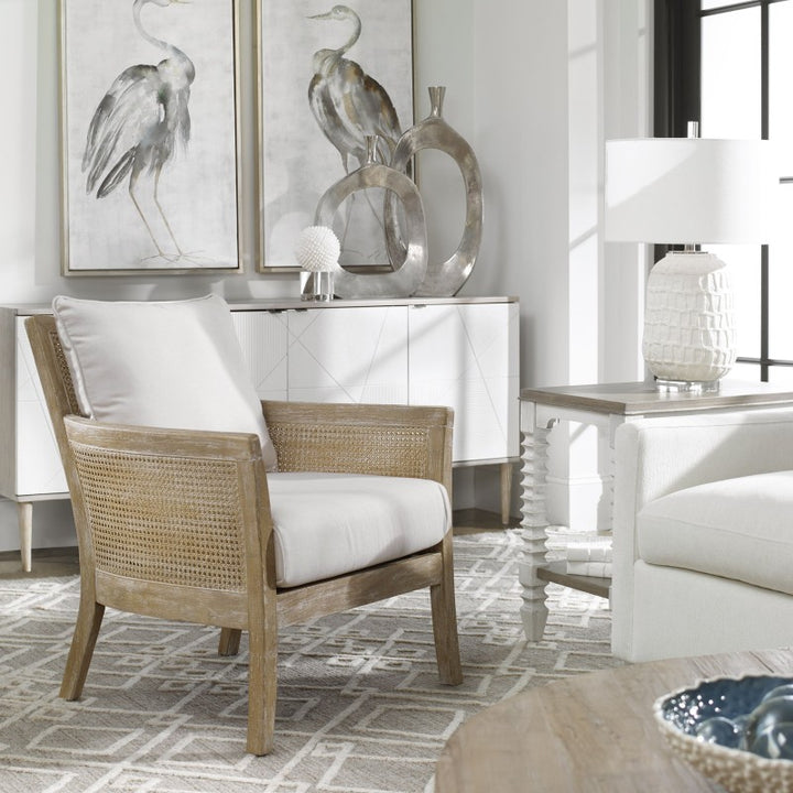 Encore - Natural Armchair - White