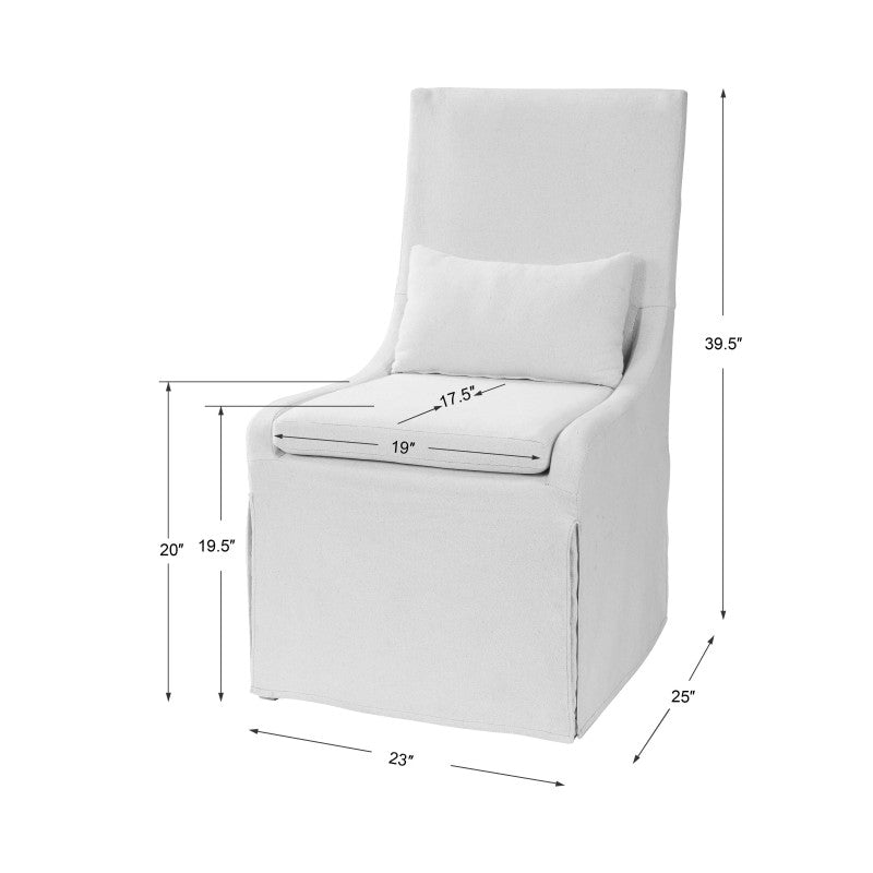 Coley - Linen Armless Chair - White