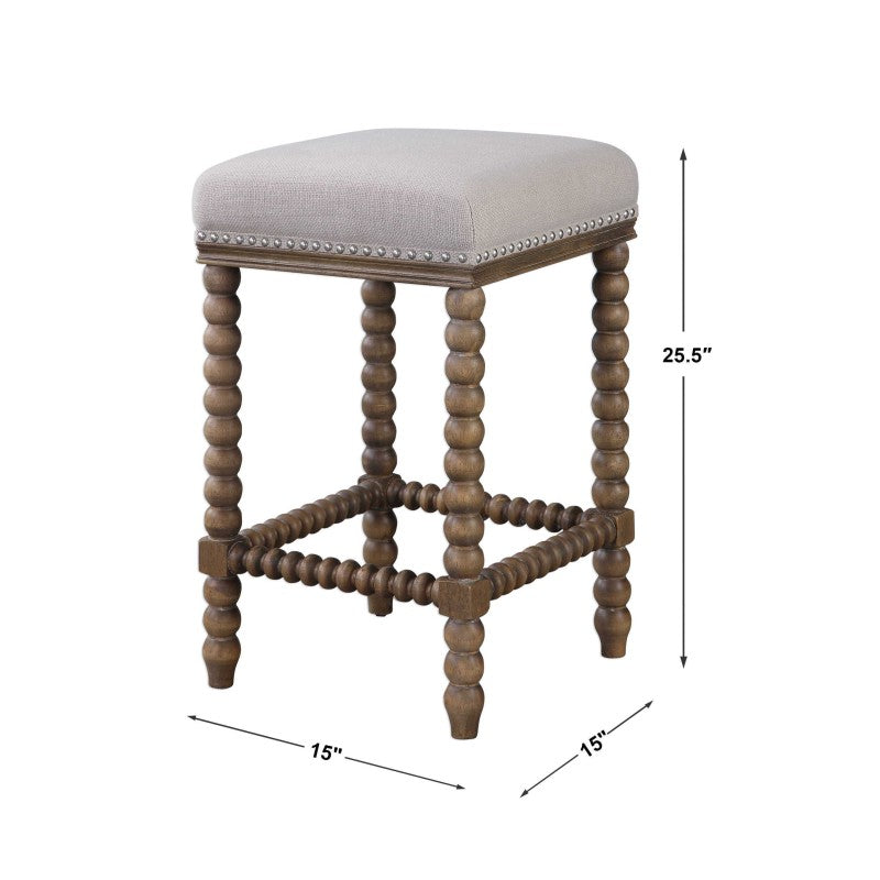 Pryce - Wooden Counter Stool - White & Light Brown