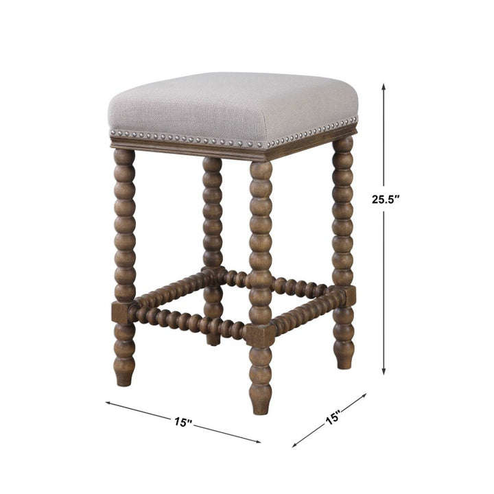 Pryce - Wooden Counter Stool - White & Light Brown