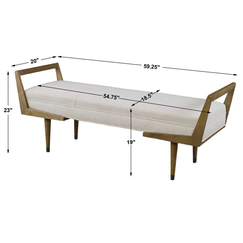 Waylon - Modern Bench - Ivory
