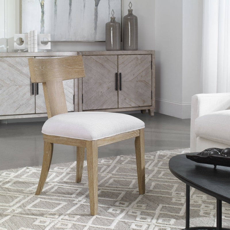 Idris - Armless Chair Natural - White & Light Brown