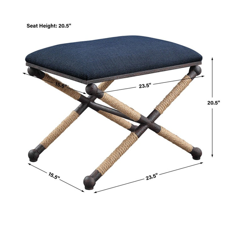Firth - Small Fabric Bench - Navy