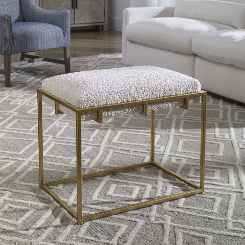 Paradox - Small Shearling Bench - Gold & White