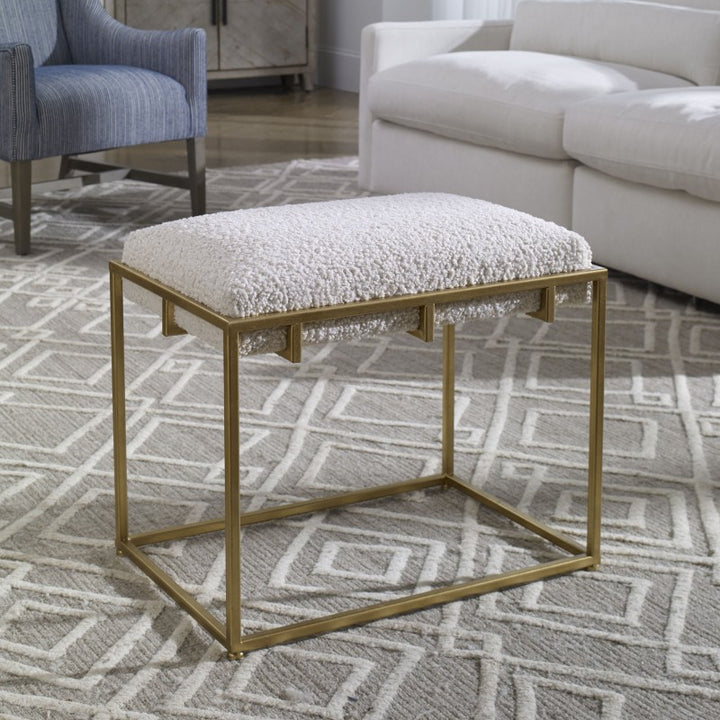 Paradox - Small Shearling Bench - Gold & White