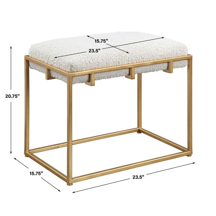 Paradox - Small Shearling Bench - Gold & White
