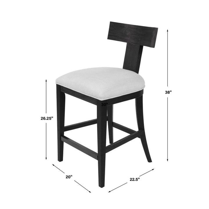 Idris - Modern Wood Counter Stool - Black & White