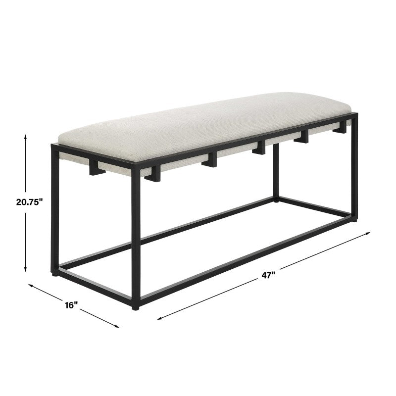 Paradox - Iron & Fabric Bench - White & Black