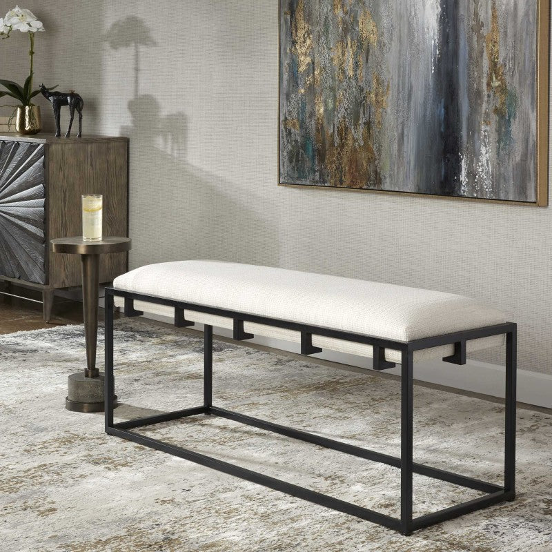 Paradox - Iron & Fabric Bench - White & Black