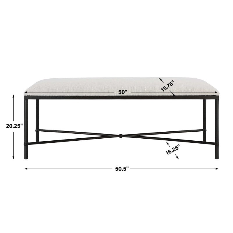 Avenham - Black Framed Bench - White