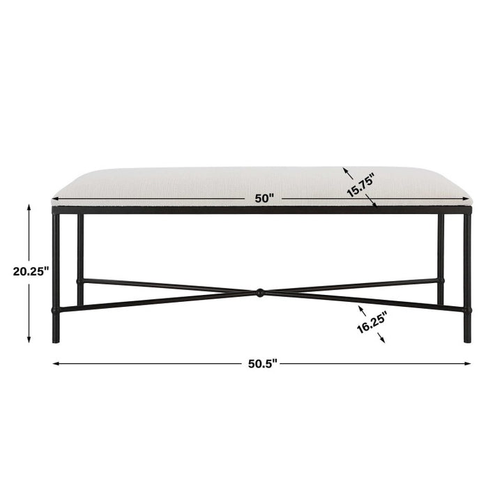 Avenham - Black Framed Bench - White