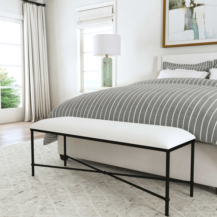 Avenham - Black Framed Bench - White