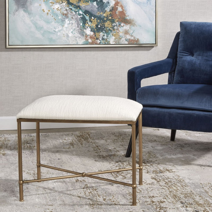 Avenham - Small Framed Bench - Gold & White