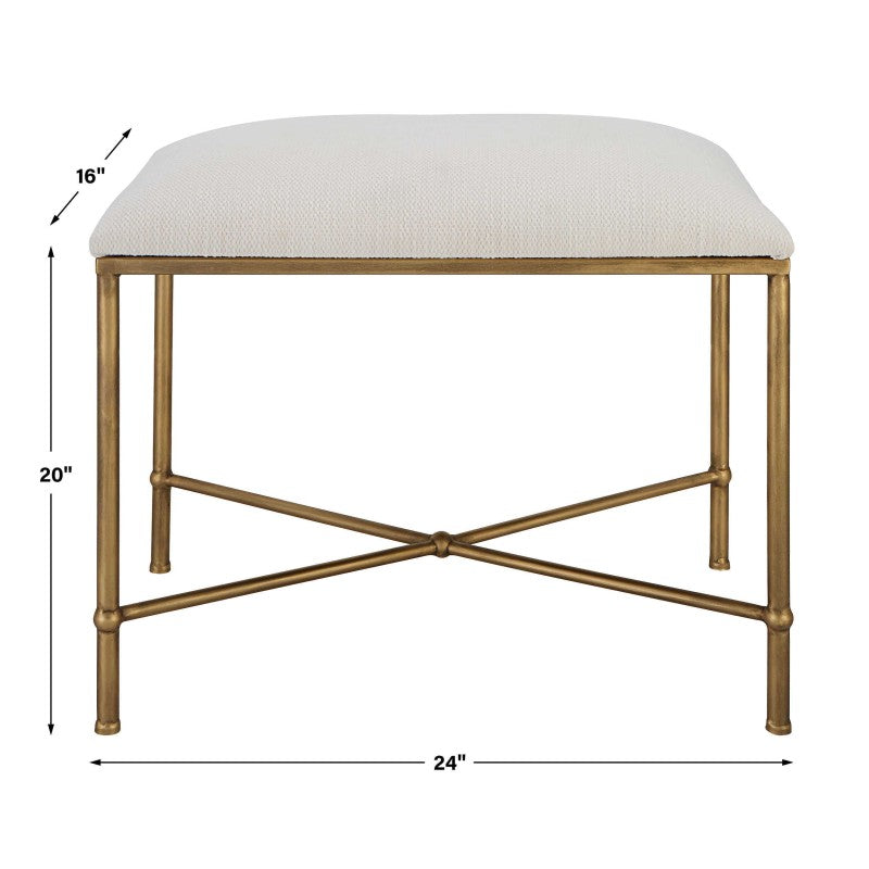 Avenham - Small Framed Bench - Gold & White