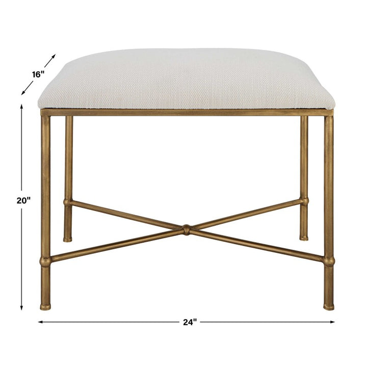 Avenham - Small Framed Bench - Gold & White