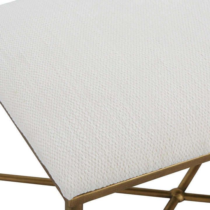 Avenham - Small Framed Bench - Gold & White