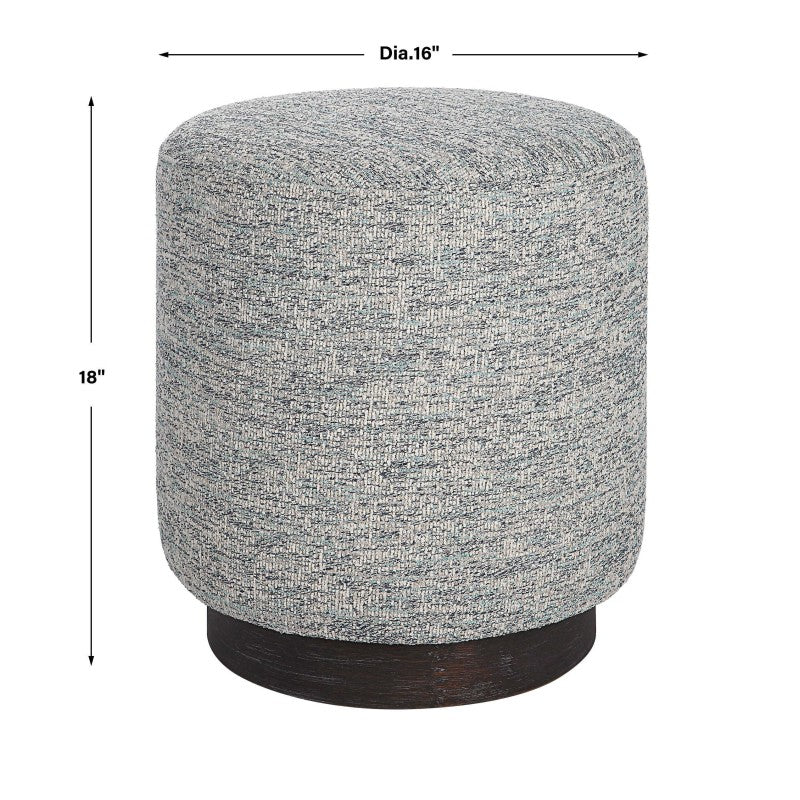 Avila - Tweed Round Ottoman - Silver