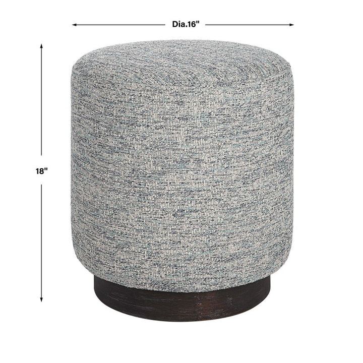 Avila - Tweed Round Ottoman - Silver