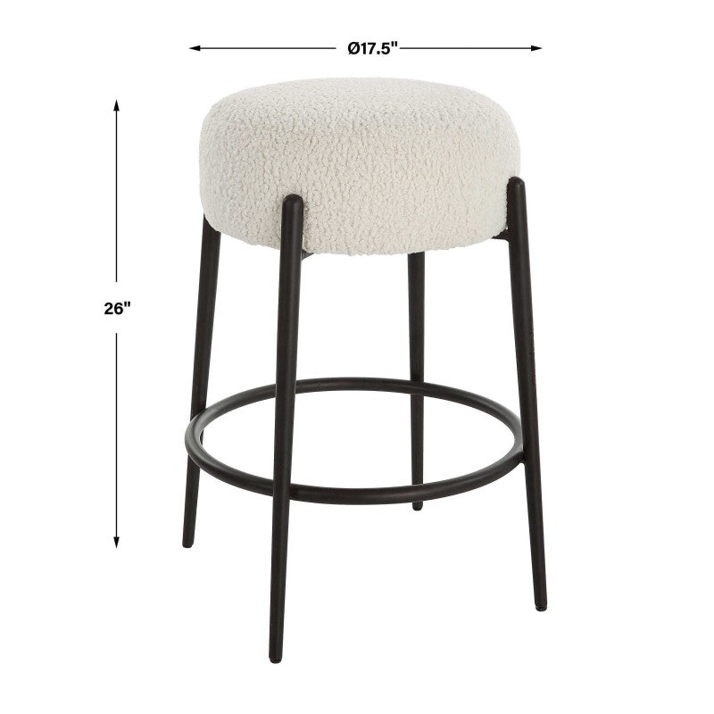 Arles - Plush Counter Stool - White