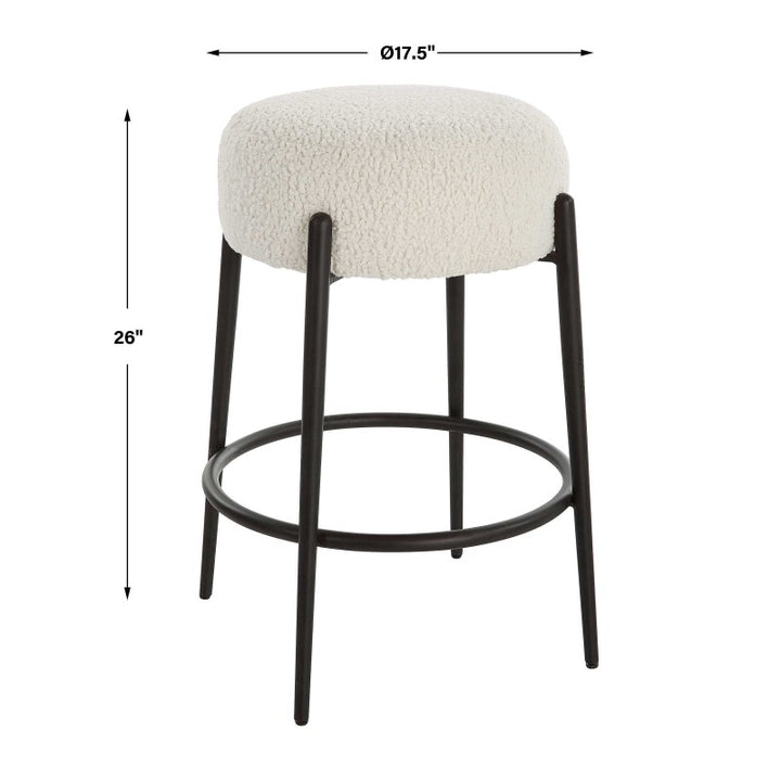 Arles - Plush Counter Stool - White