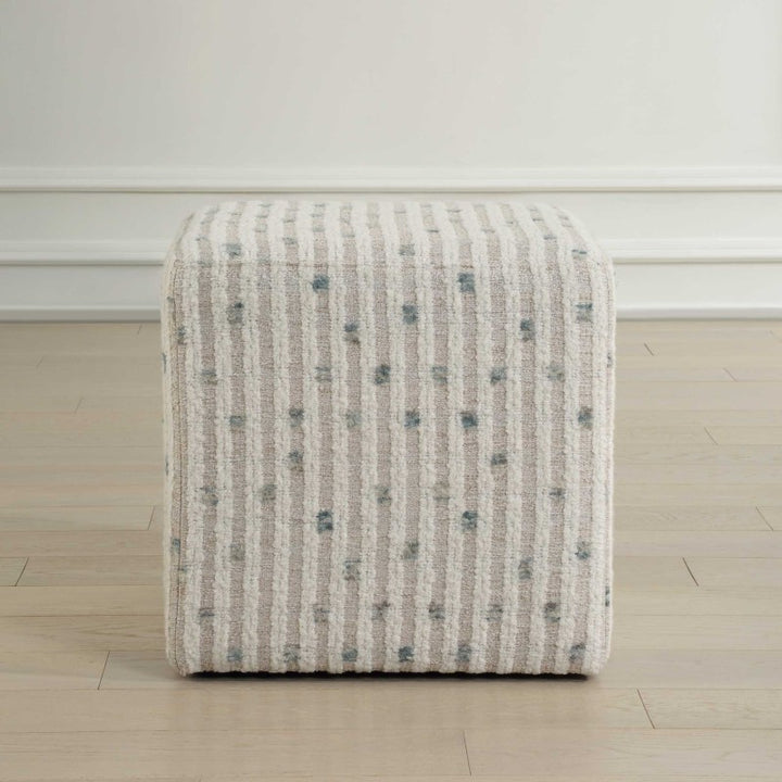 Joie - White Chenille Ottoman - White