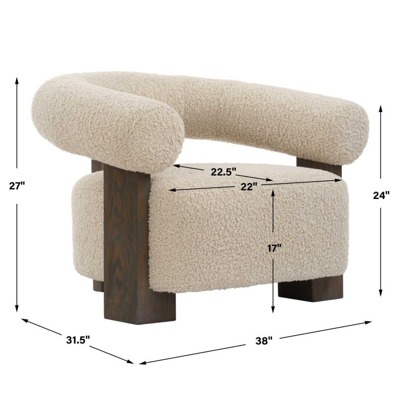Lennox - Shearling Accent Chair - Beige / Brown
