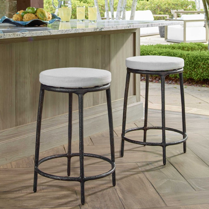 Thayer - Outdoor Counter Stool - Black / White