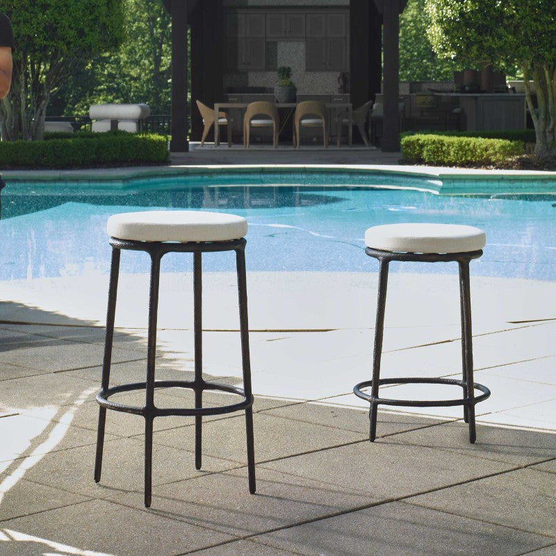 Thayer - Outdoor Counter Stool - Black / White