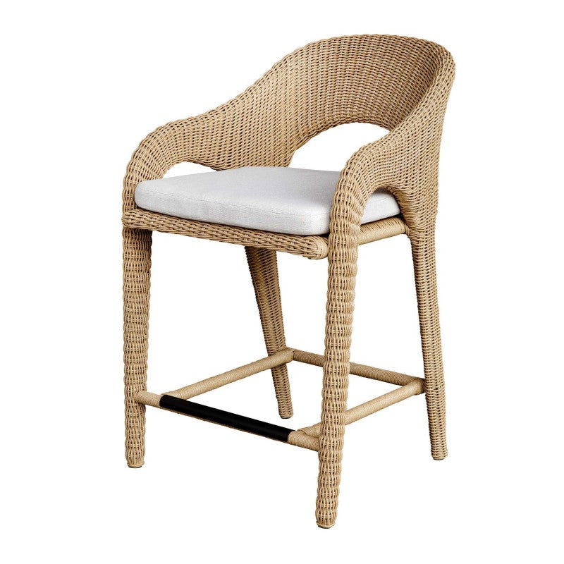 Kavali - Outdoor Wicker Counter Stool - Woodtone