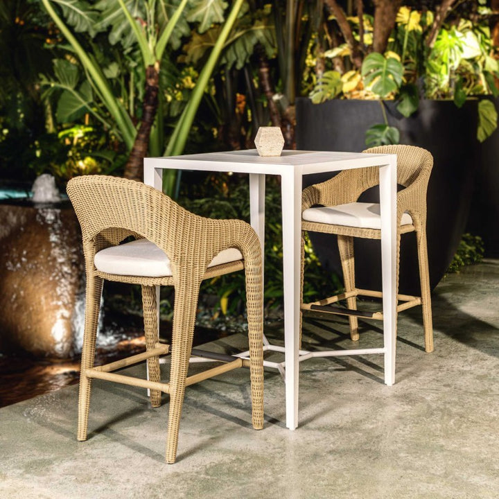 Kavali - Outdoor Wicker Counter Stool - Woodtone