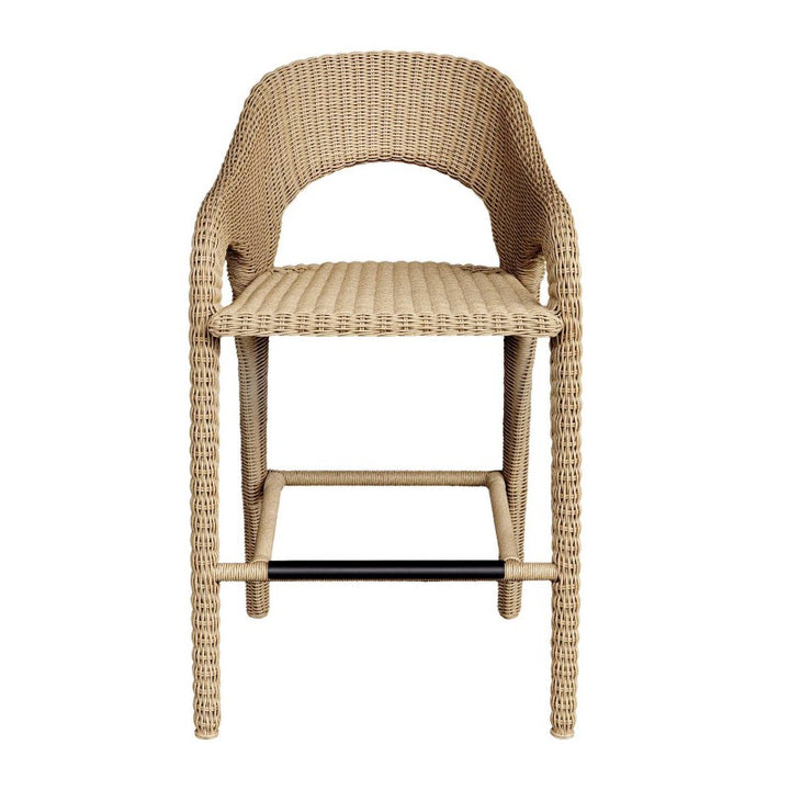Kavali - Outdoor Wicker Barstool - Woodtone