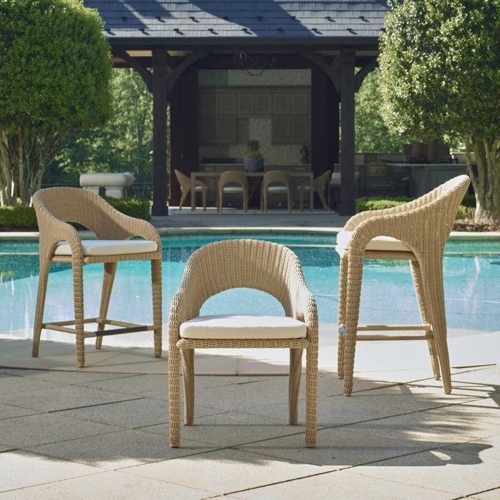 Kavali - Outdoor Wicker Barstool - Woodtone