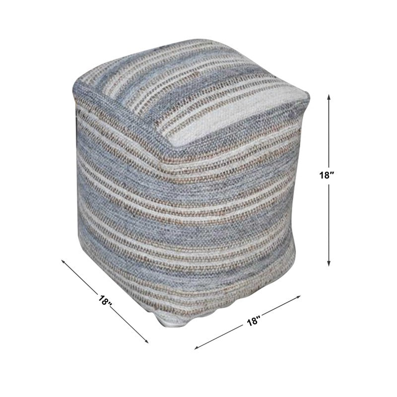 Mesick - Handwoven Pouf - Gray