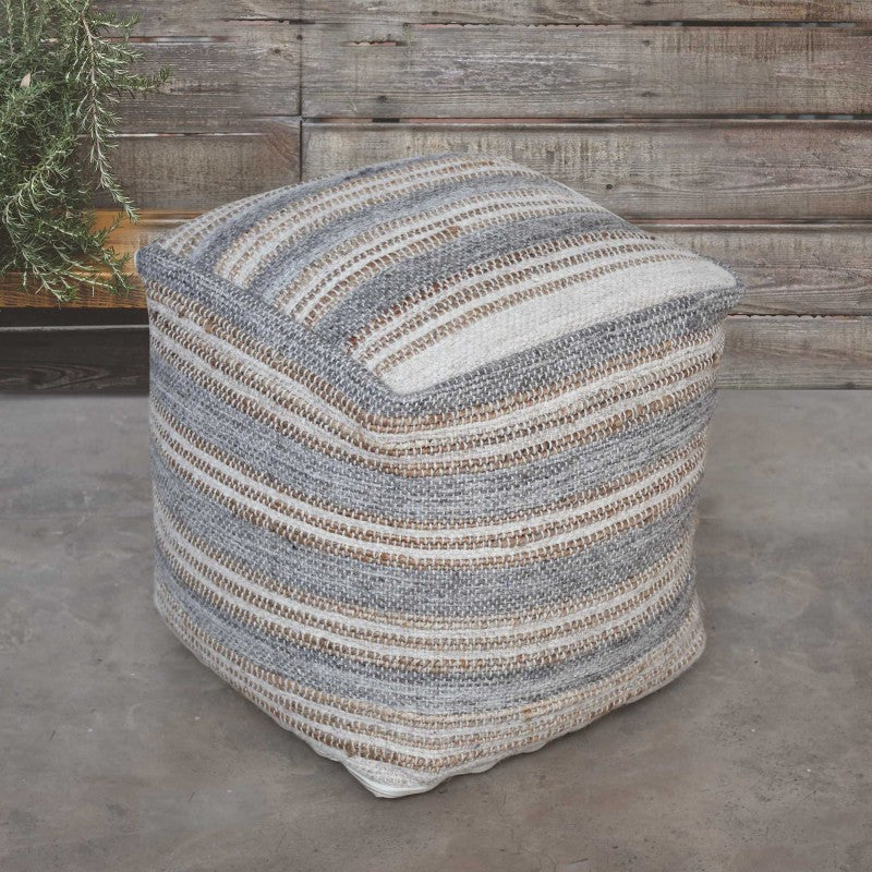 Mesick - Handwoven Pouf - Gray