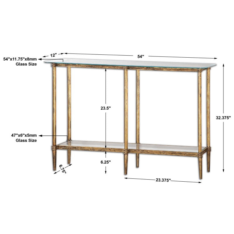 Elenio - Glass Console Table - Gold