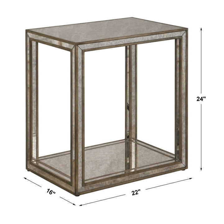 Julie - Mirrored End Table - Pearl Silver