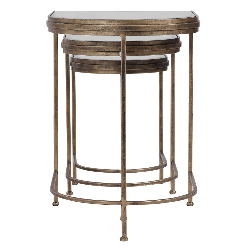 India - Nesting Tables (Set of 3) - Light Brown & Black