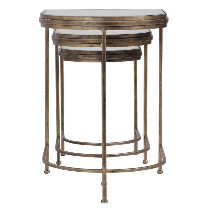 India - Nesting Tables (Set of 3) - Light Brown & Black