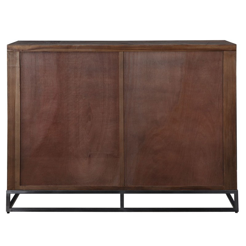 Evros - Reclaimed Wood 2 Door Cabinet - Dark Brown