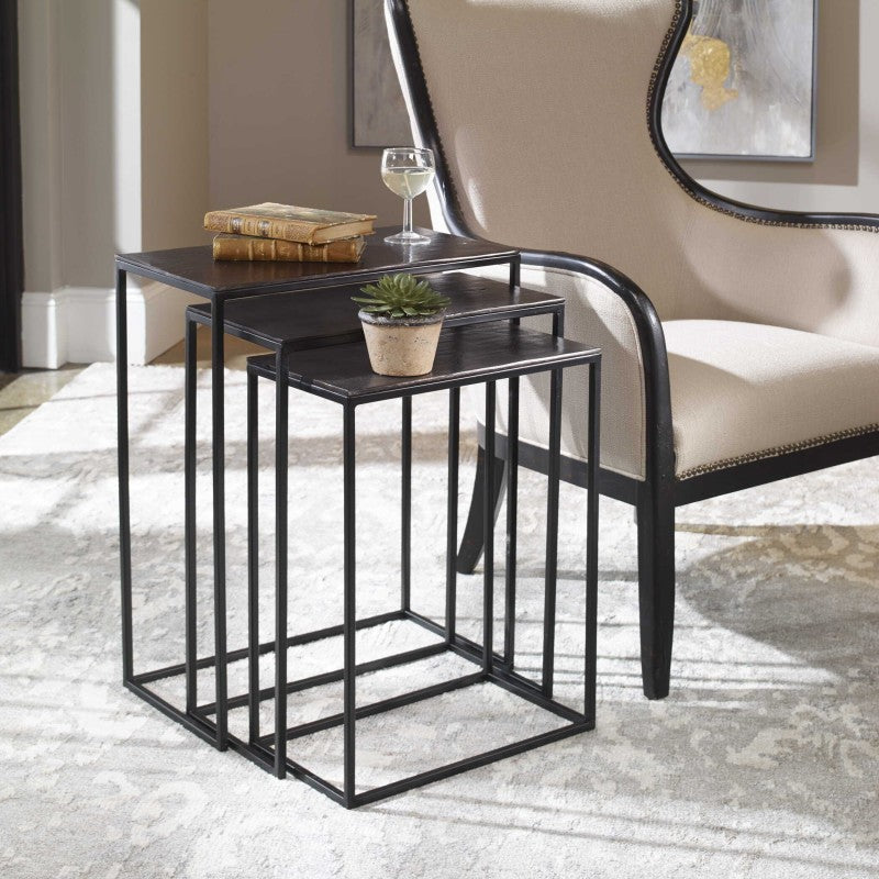 Coreene - Iron Nesting Tables (Set of 3) - Black