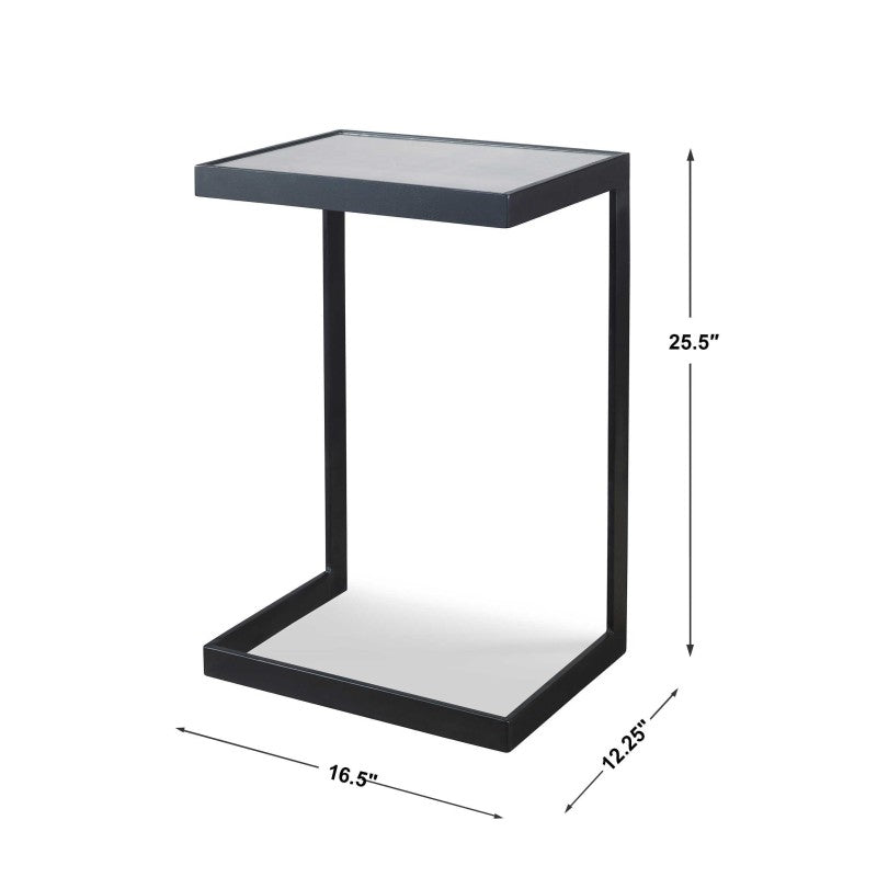 Windell - Cantilever Accent Table - Black & Pearl Silver