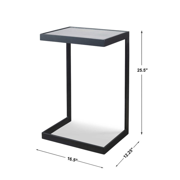 Windell - Cantilever Accent Table - Black & Pearl Silver