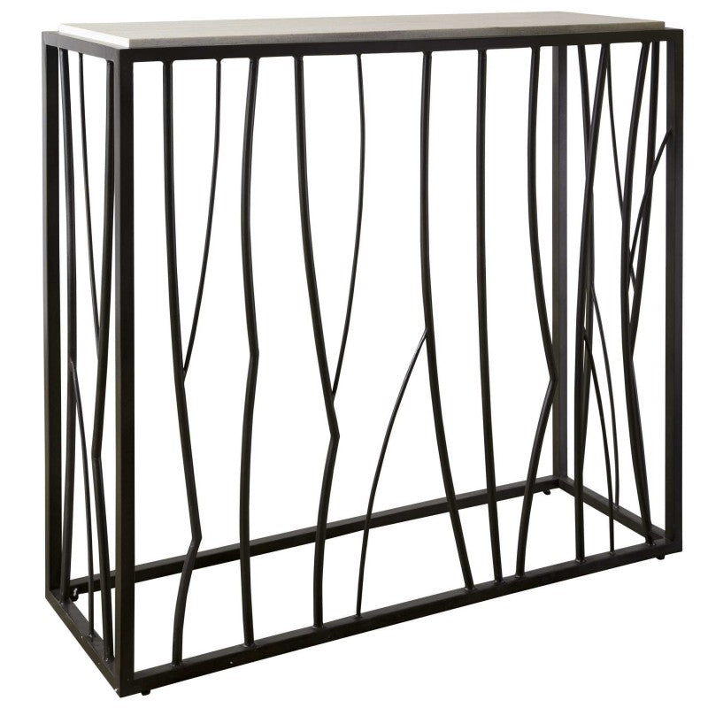 Reed - Travertine Console Table - Black & Light Brown