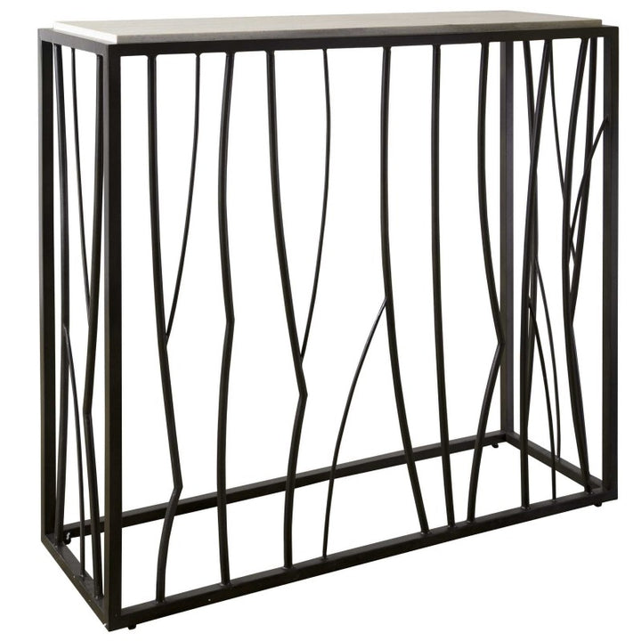 Reed - Travertine Console Table - Black & Light Brown